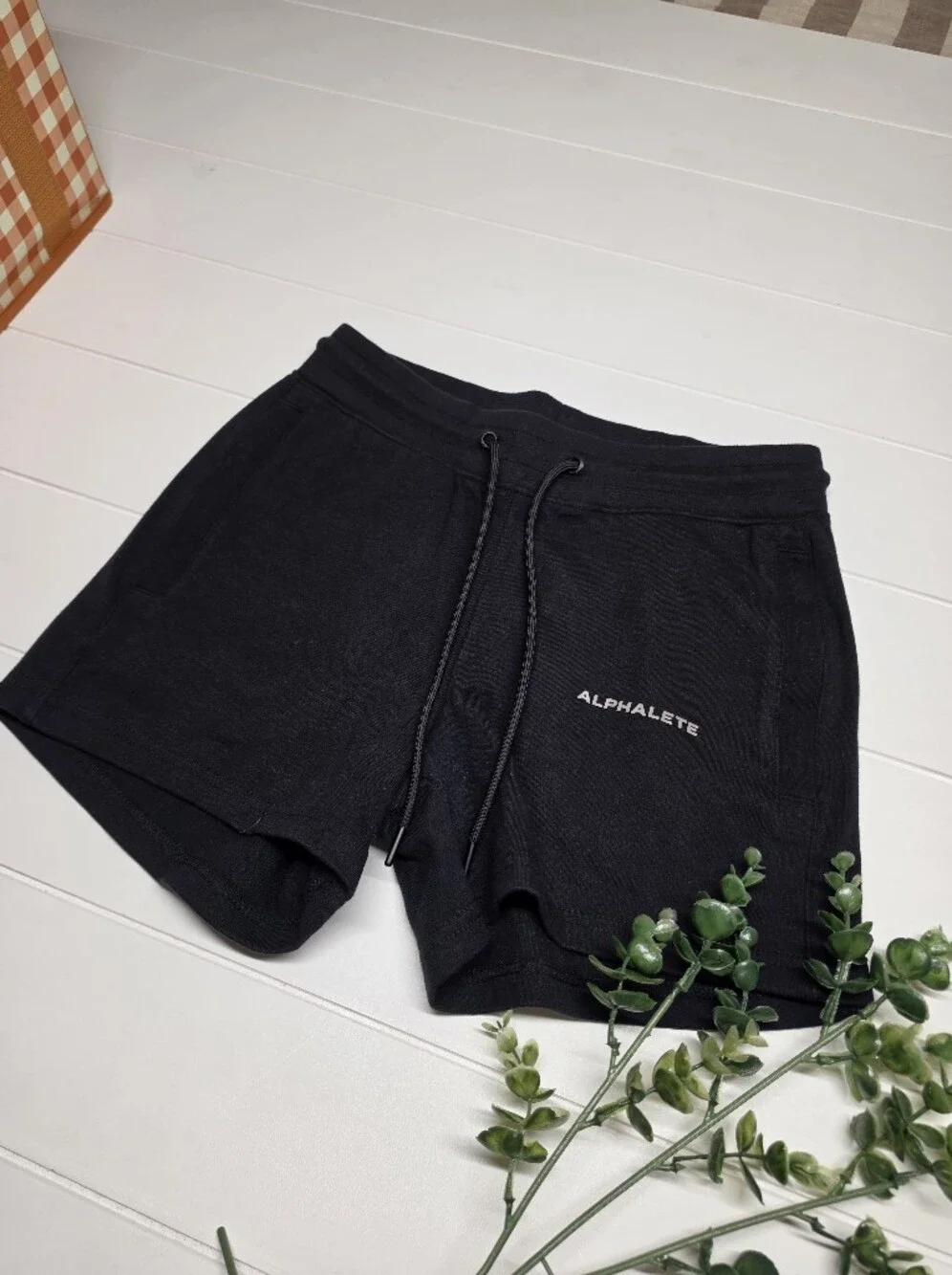 Alphalete Sweat Pant Black Drawstring Performance Shorts MEDIUM